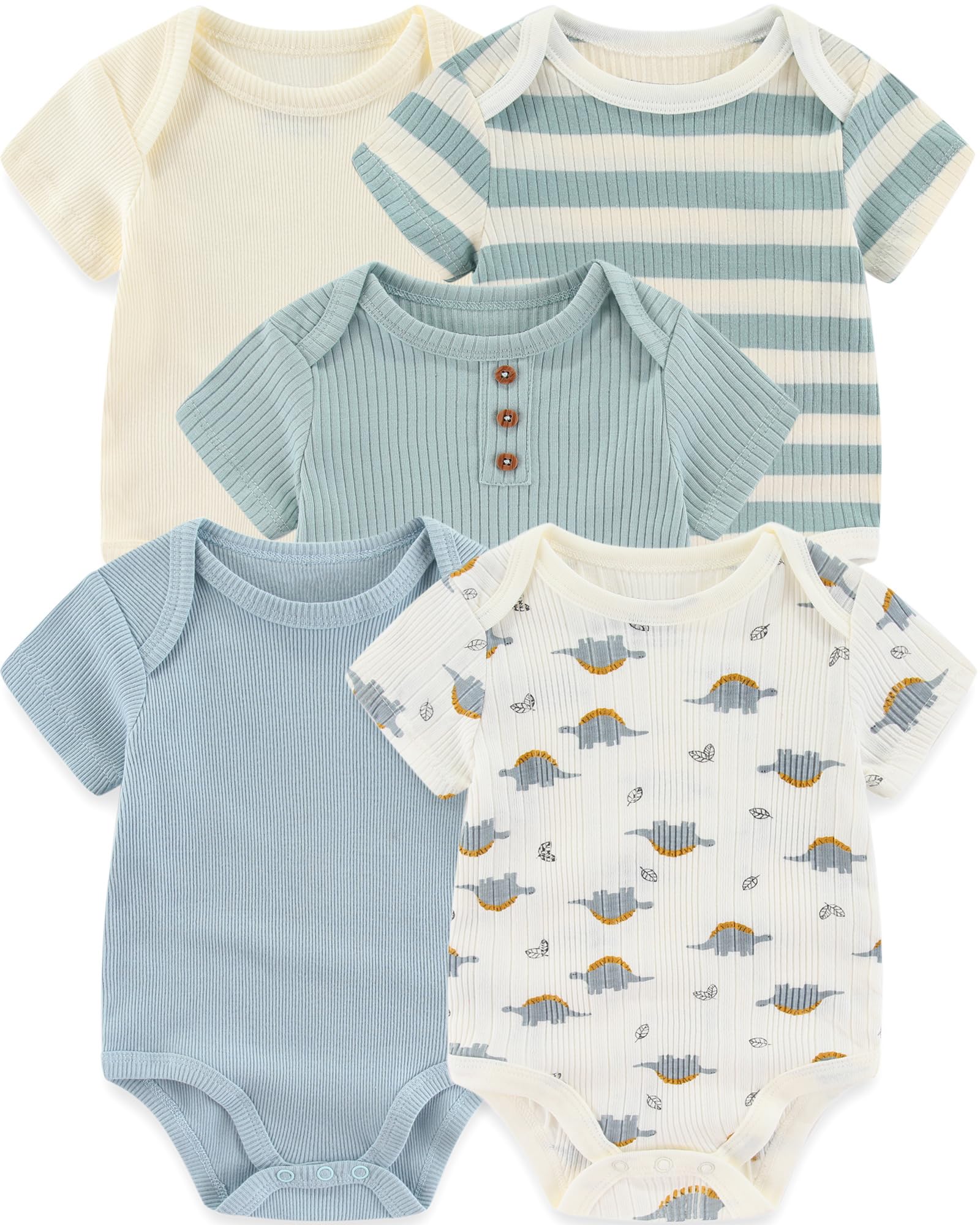 Baby Bodysuits Ribbed Mix Summer Newborn Boy Girl Clothes 5-pack