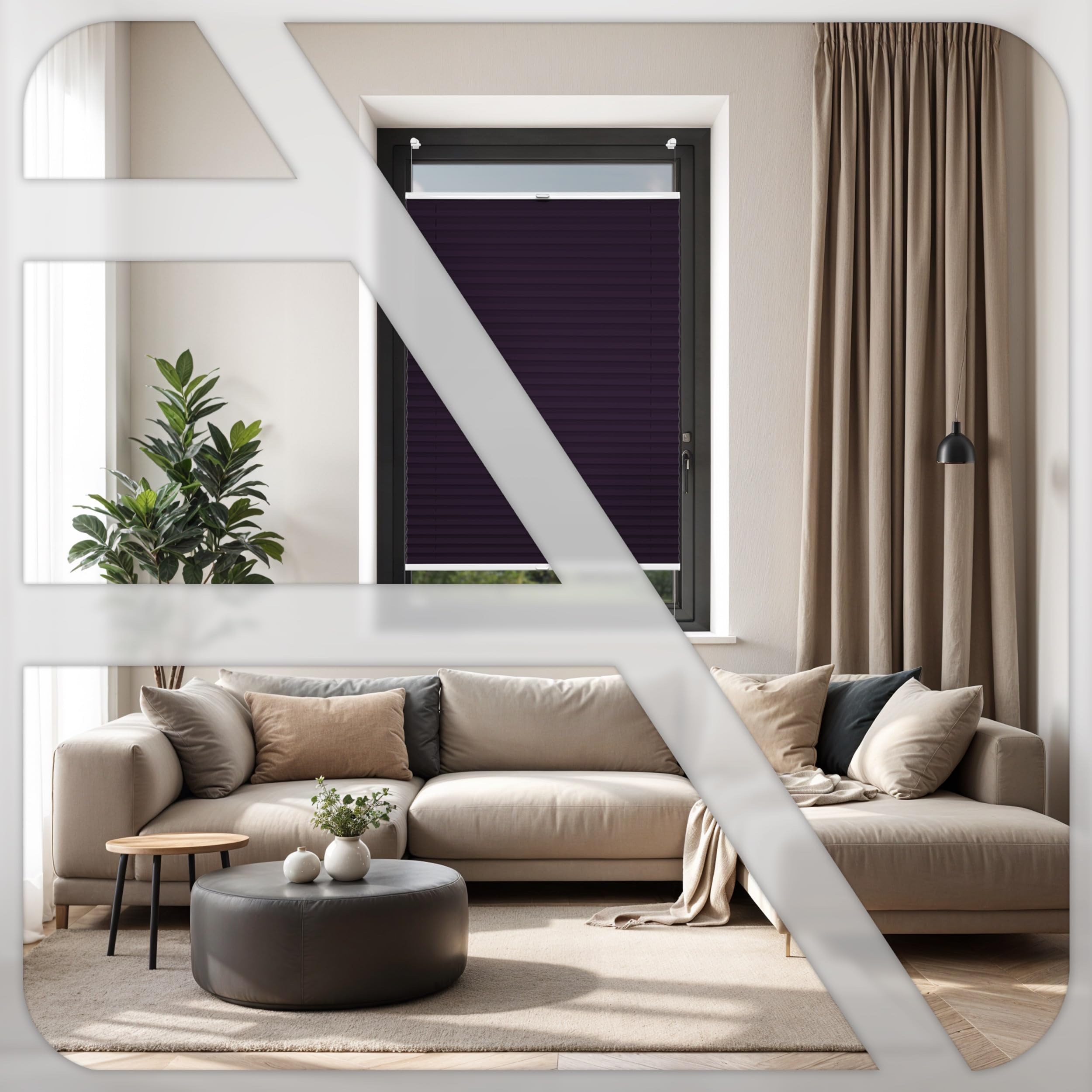 Store plissé sans perçage Klemmfix – Baie – Largeur 120 cm Hauteur 50 cm – Store intérieur de Protection Solaire pour fenêtre