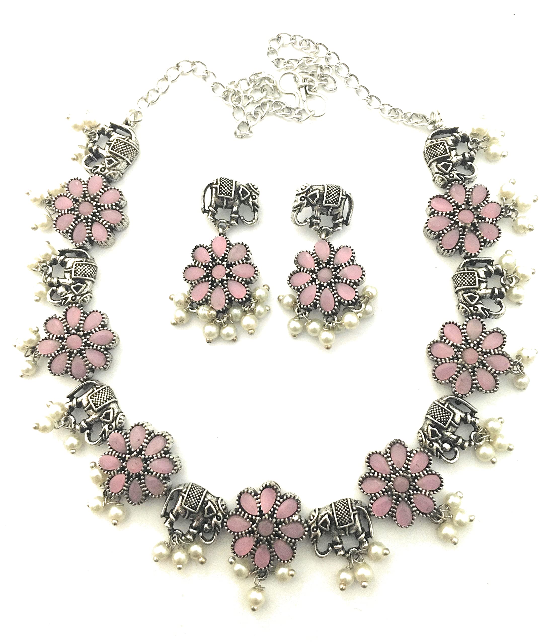 Sasitrends German Silver Stone Studded Oxidized Jewellery Set for Women & Girls (B0B194JHSQ) Amazon Price History, Amazon Price Tracker