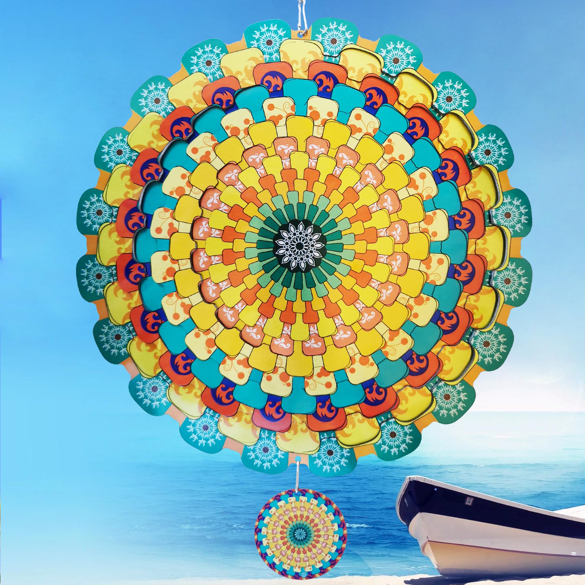 Metamutu Dandelion Hanging Wind Spinner 12 Inch Outdoor Wind Chime Home Decor Art 3D Wind Sculpture Ornaments Kinetic Decoration