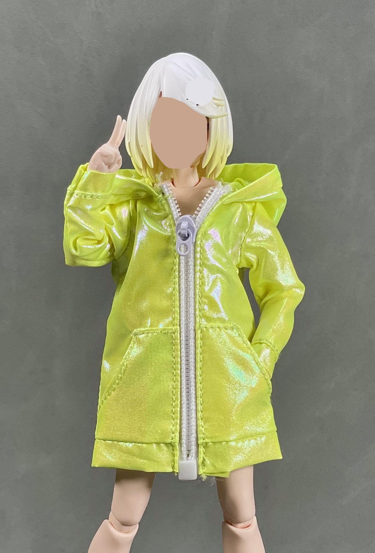1/12 Scale Female Clothes,Zip Hooded Coat Shirt Costume Clothing for 6inch Female Action Figure Body (Yellow001)