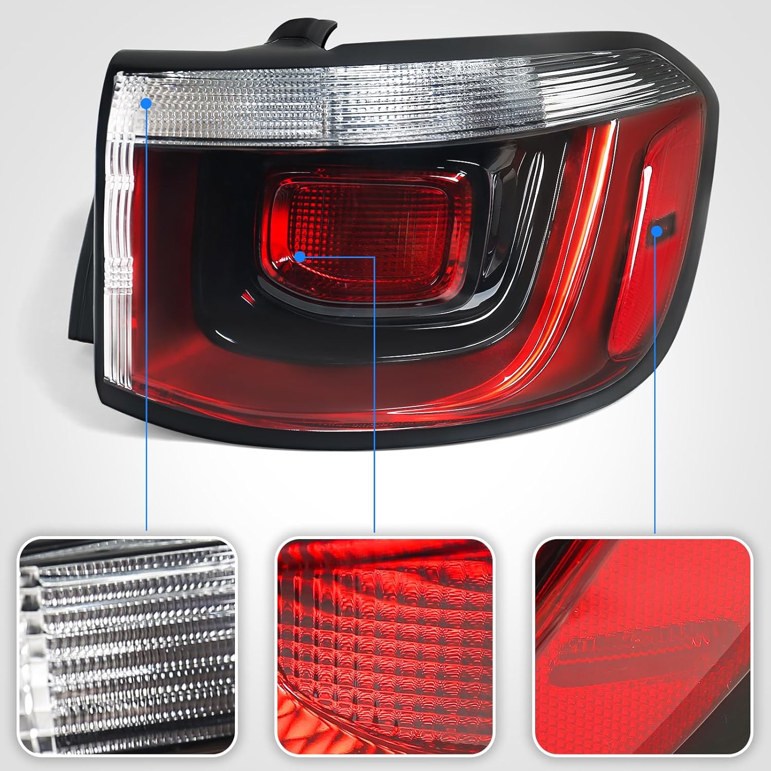 Huray Right Outer Tail Light Fit for Jeep Compass 2021-2024 RH Halogen Taillight Rear Brake Lamp Assembly OE Style Accessory Replacement for CH2805124 (Passenger Side)