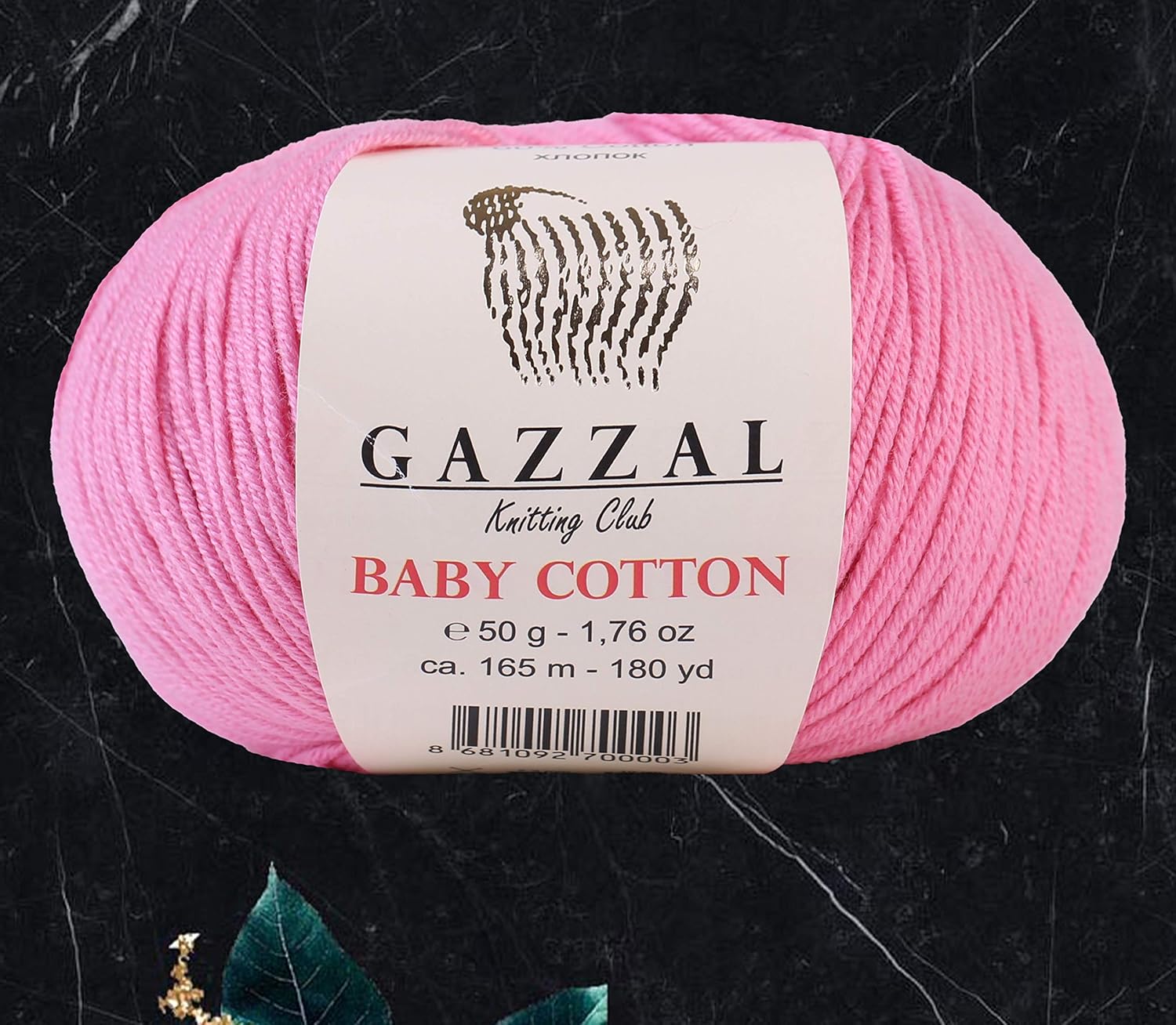 GAZZAL 4 Ball (Skein) Baby Cotton, 60Percent Cotton Each 1.76 Oz (50g) 150 Yrds (165m) Soft, 2 - Fine Baby Yarn, Soft and Popular (3468 - Pink)