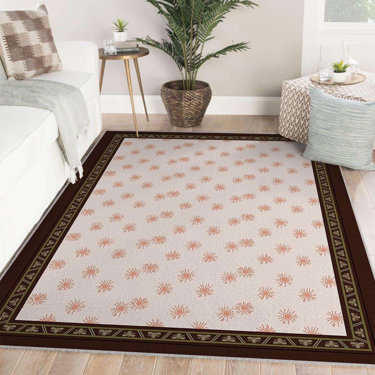 Tapis lavable soleil 80x150cm style bohème chic pour chambre bébé