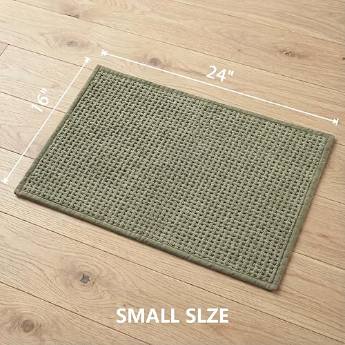 Miniatura 2 de Alfombras de baño antideslizantes, lavables, súper absorbentes, delgadas, para pequeñas alfombras de baño de pelo bajo de secado rápido (verde