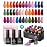 Beetles Fall Gel Nail Polish Set - Fall Yard Gel Polish Kit, 20 Color Orange Burgundy Red Navy Blue Glitter, Soak Off LED UV with Base Top Coat Nail Art Manicure Gift for Women