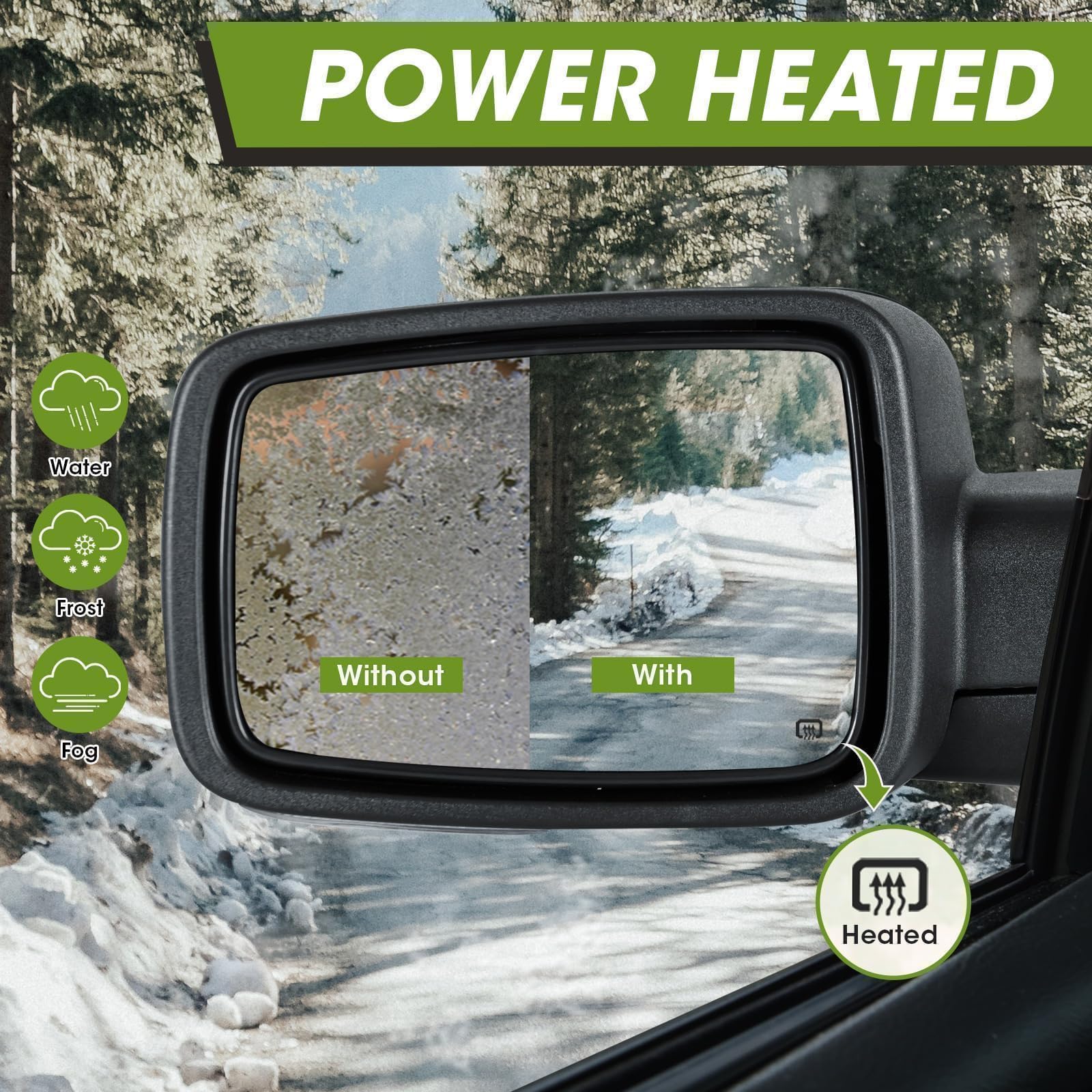 Towing Mirrors Fit 2015 2016 2017 2018 Ram 1500 2500 Power Heated Sensor Chrome - Arsenal Productions - Spectacles à Brest - Foto 4