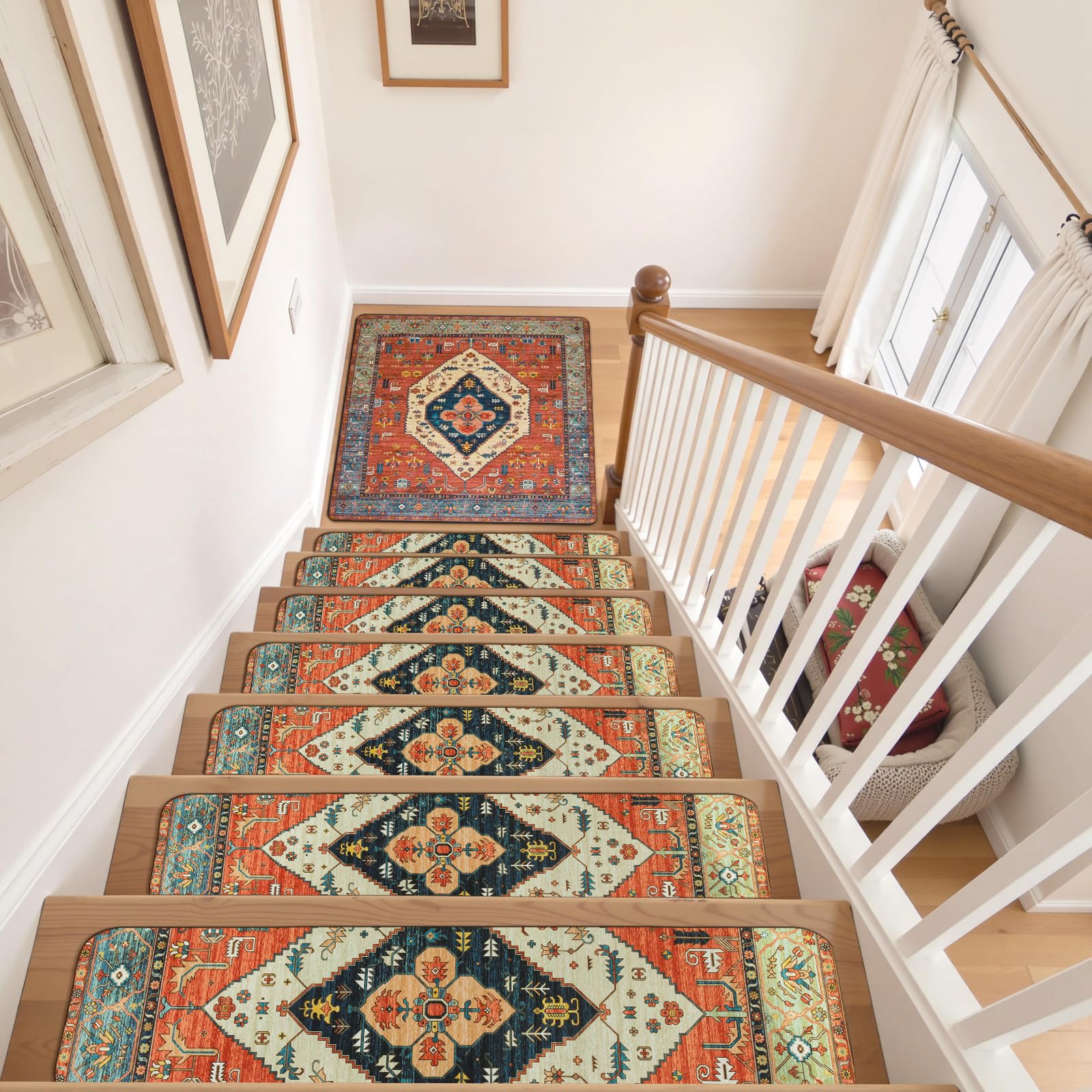 Tapis Escalier Intérieur Lahome Modern Carpet Non Slip Backing, 4 Pack 8\, image size:1600x1600