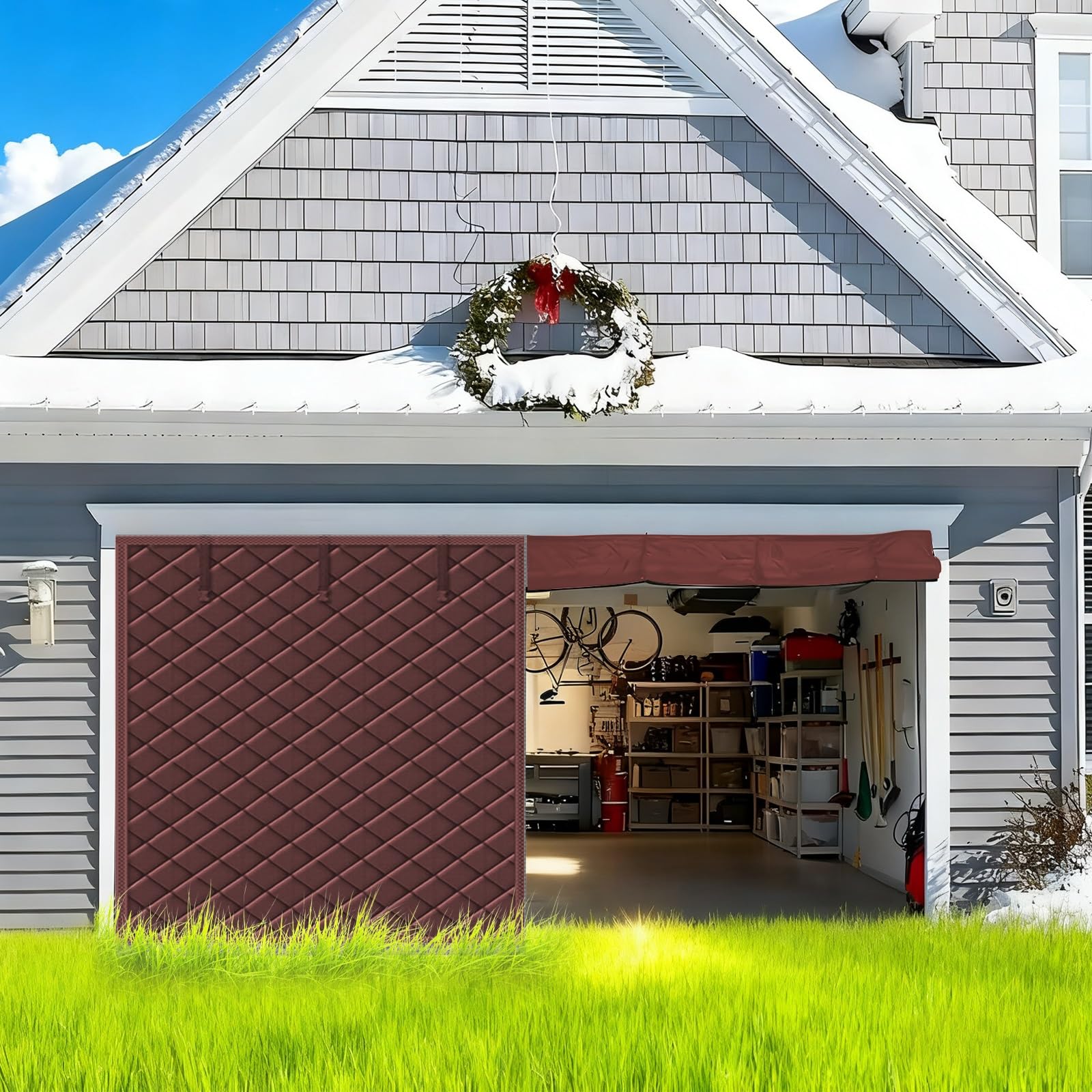 Housse thermique pour porte de garage et grand salon préservant votre intimité