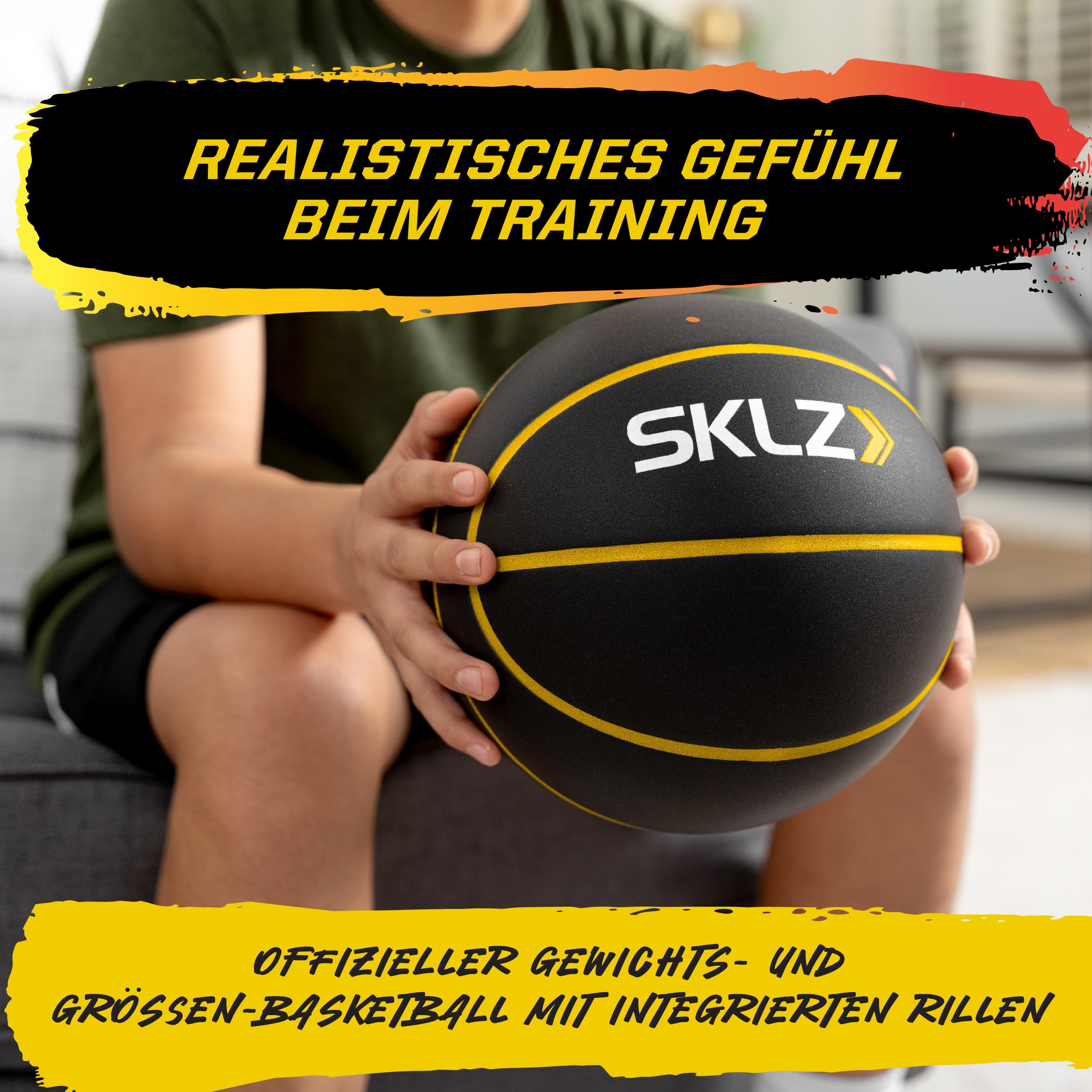 SKLZ Bashhhketball Pro Silent Basketball – Geräuschloses Indoor Training, Foam Ball Mit Realistischem Bounce, Ideal Für Zuhause Auf Teppich, Fliesen Und Holz, 75 cm, Schwarz