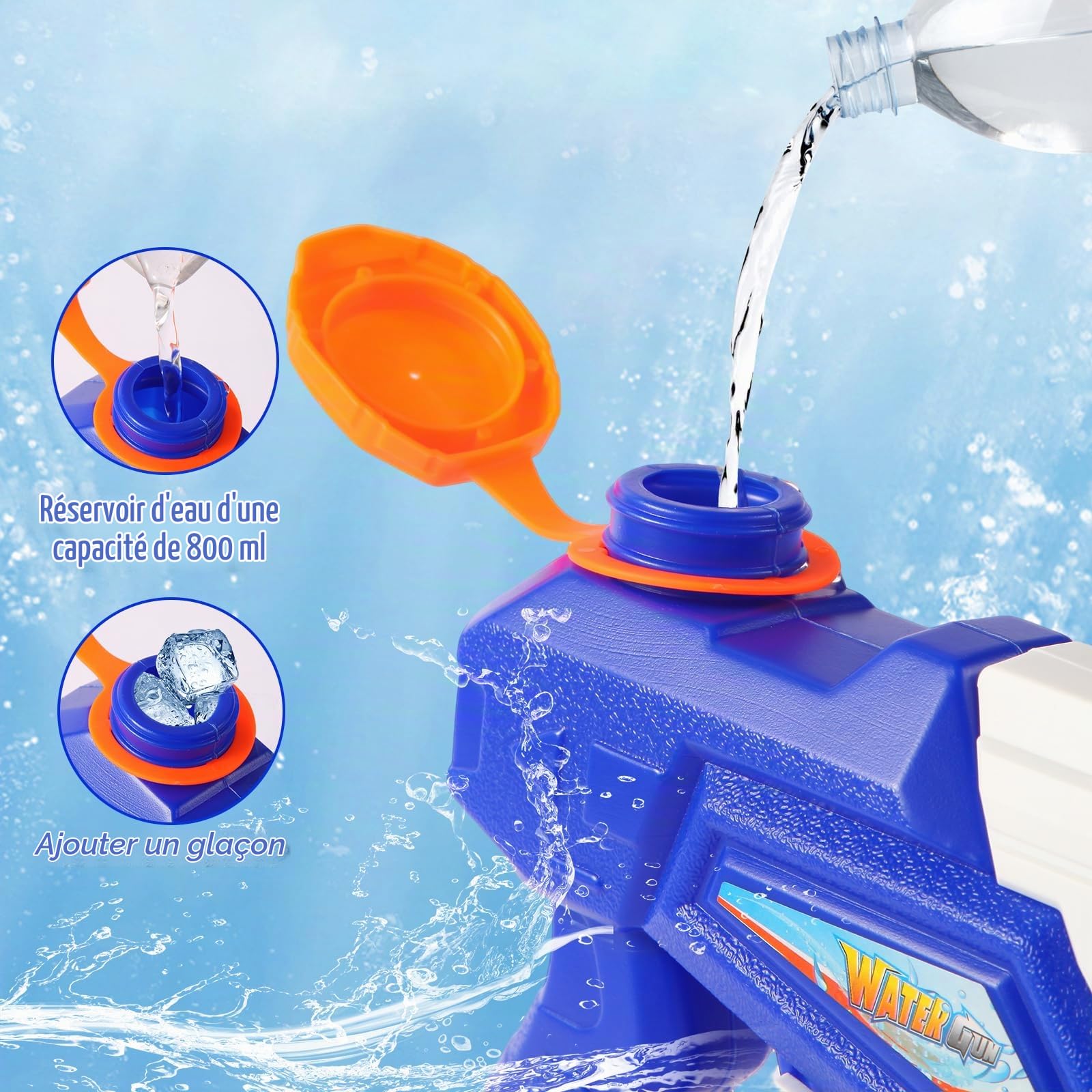 Pistolet a Eau Enfants, 2 Pcs 700ml Haute Capacité Fusil a Eau | avec 10 mètres de portée, pistolets et fusils à eau Jouets d'été pour Adultes pour Les Plein Air, Piscine, Plage