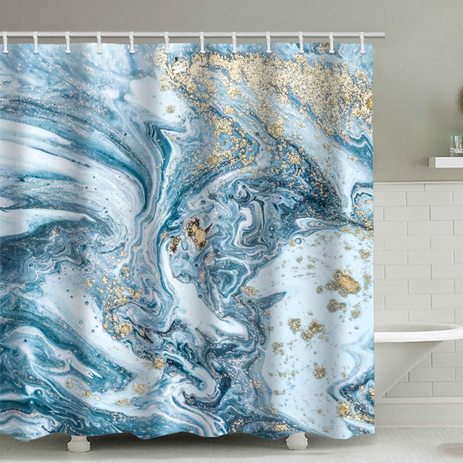 Rideau de douche marbre art déco chic et imperméable en polyester