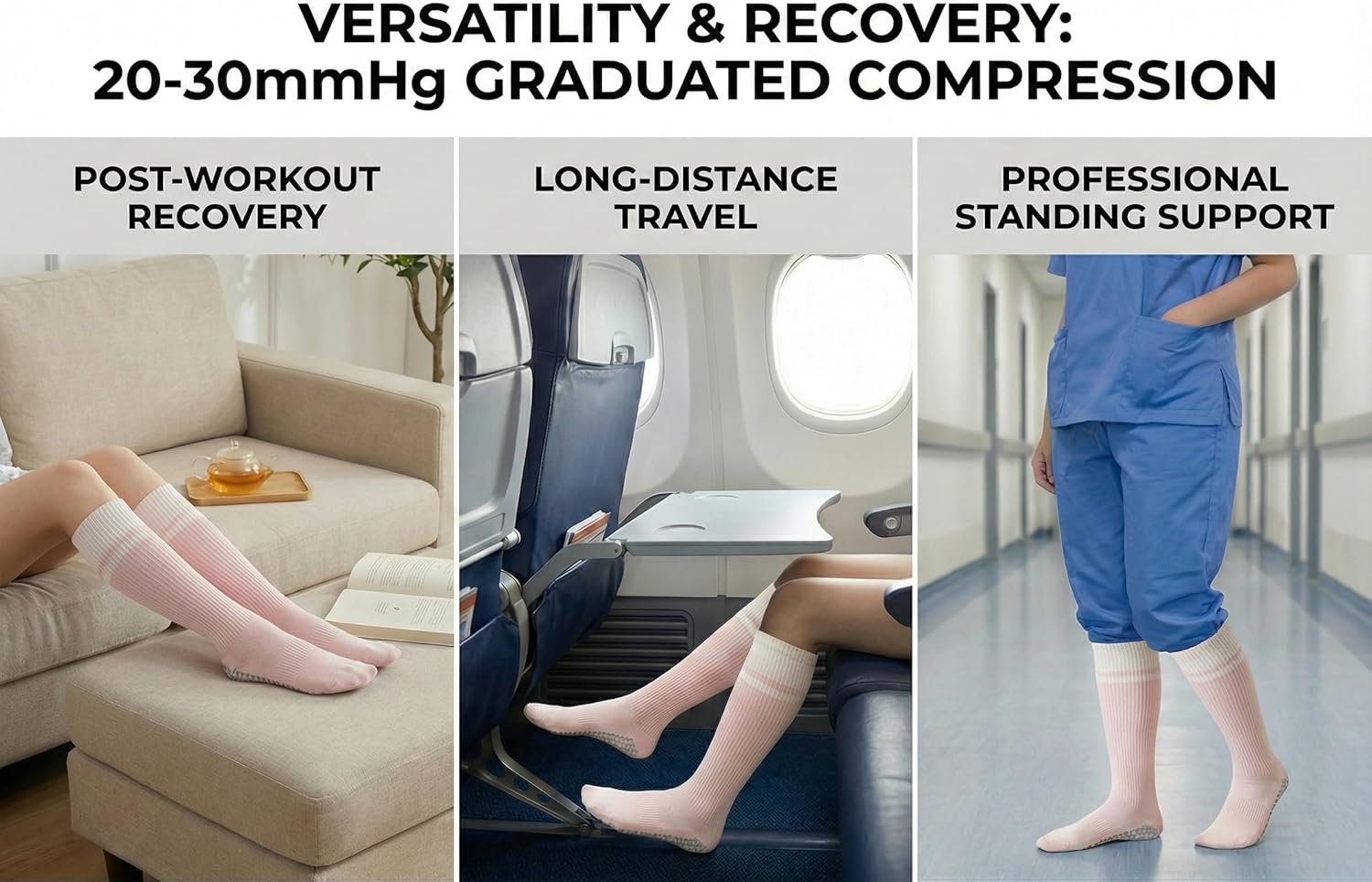 Women's Non-Slip Grip Socks with Arch Support - Breathable Compression Socks for Pilates, Fitness, Nursing & Pregnancy - Image 5