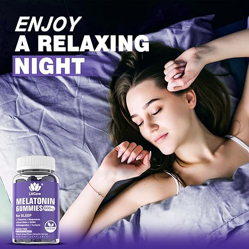Miniatura 3 de Gomitas de melatonina de 20 mg para adultos (2 paquetes) extra fuertes con L-teanina, ashwagandha, magnesio, cúrcuma, GABA, bálsamo de limón y