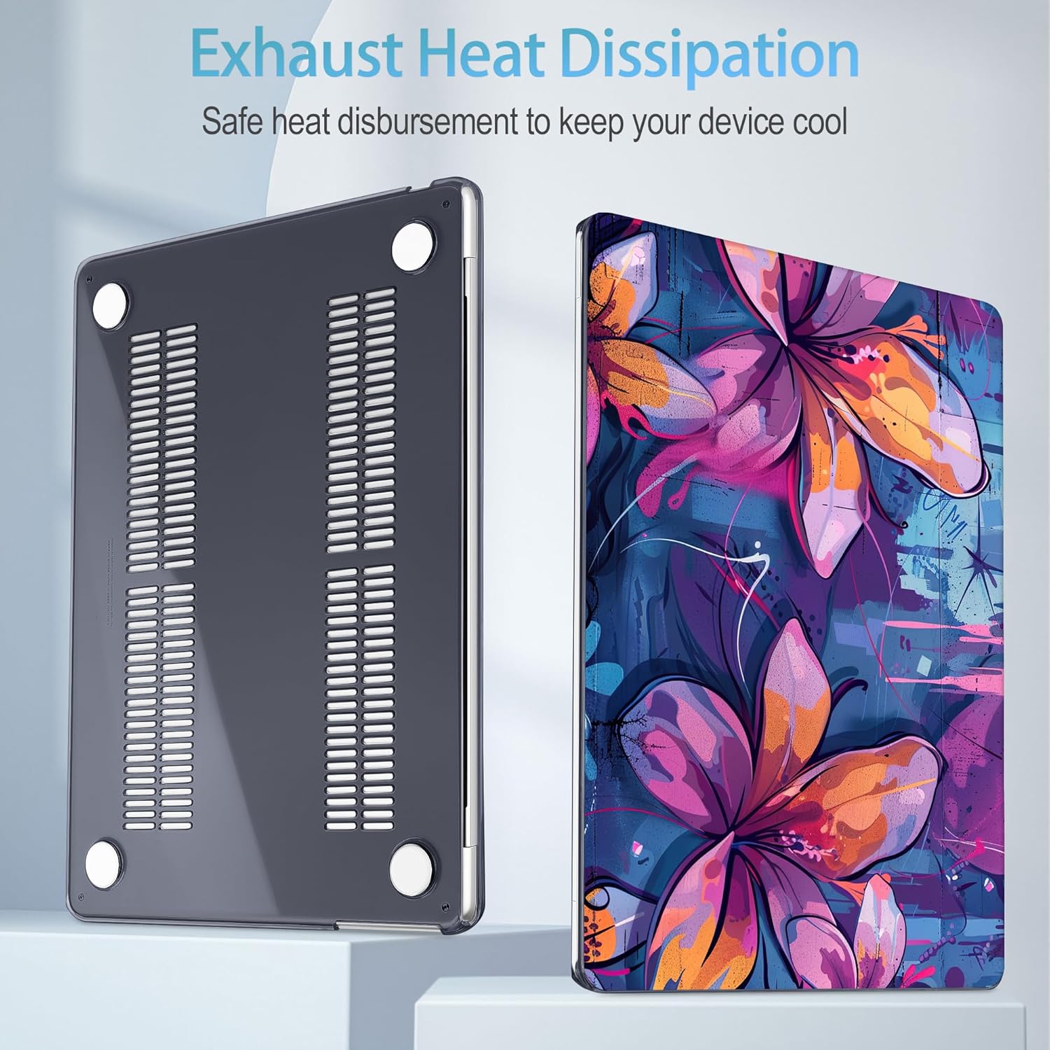 Mektron Designed for 2025/2024/2023 MacBook Air 15 INCH M4 A3241 /M3 A3114 /M2 A2941 Case, Printed Plastic Hard Shell Cover with 15.3" Liquid Retina Display Touch ID, Graffiti Flower - Image 3