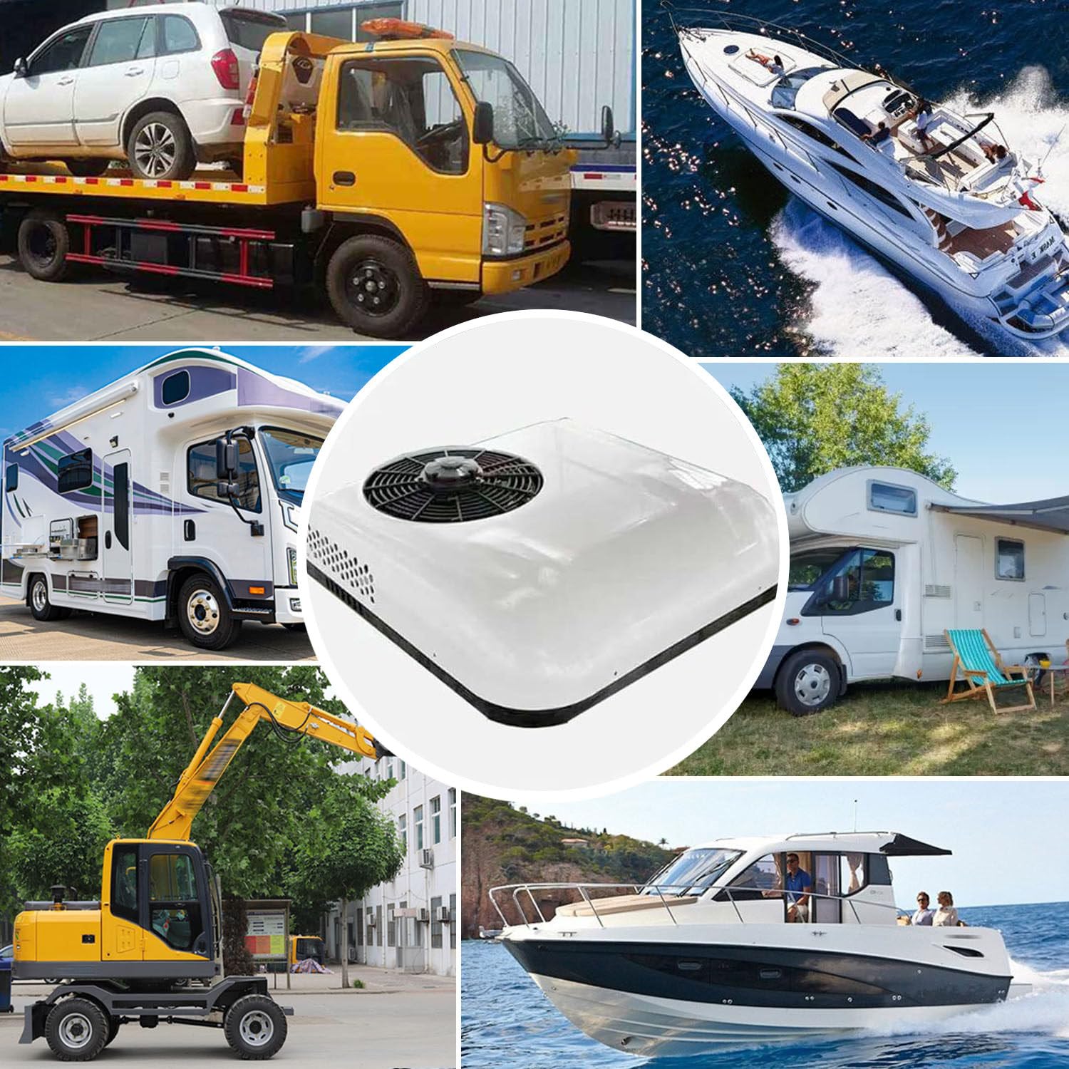12V/24V Condizionatore per Camper, unità A/C Silenziosa, Raffreddamento Rapido, Aria Condizionata da Parcheggio per Camion, Rimorchi, Barche, Camper, Trattori, Roulotte,12V