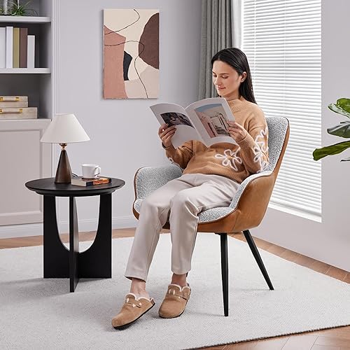 Miniatura 20 de Yaheetech Sillón de piel sintética, silla moderna con patas de metal, cómoda silla tapizada para sala de estar, dormitorio, tocador, color marrón