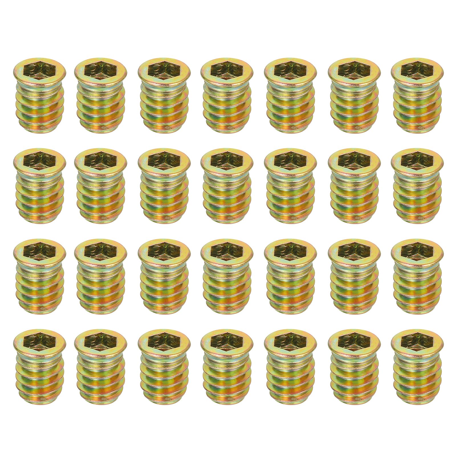 sourcing map 28Pcs Threaded Inserts Nuts, M8x17mm Hex Socket Drive Nut Inserts for Wood - Carbon Steel Screws Furniture Screw in Nuts Bolt Fastener