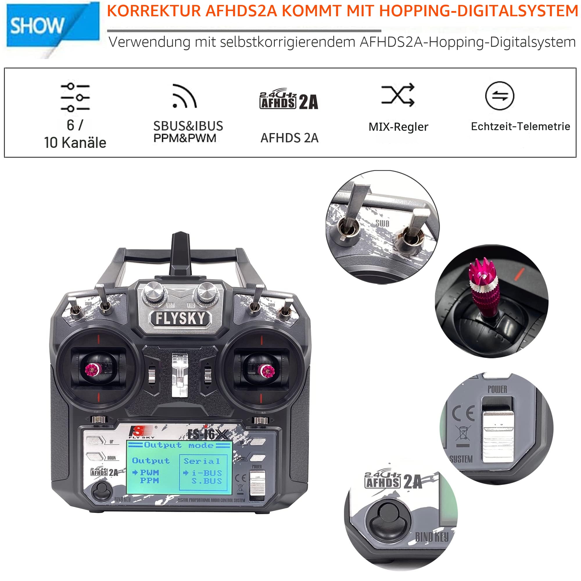 DTXMX Flysky FS-i6X 10 Kanal RC Sender 2.4G fernsteuerung mit FS-iA10B 10CH empfänger Radio Control System für Starrflügler Flugzeug FPV Racing Drohne Mode 2