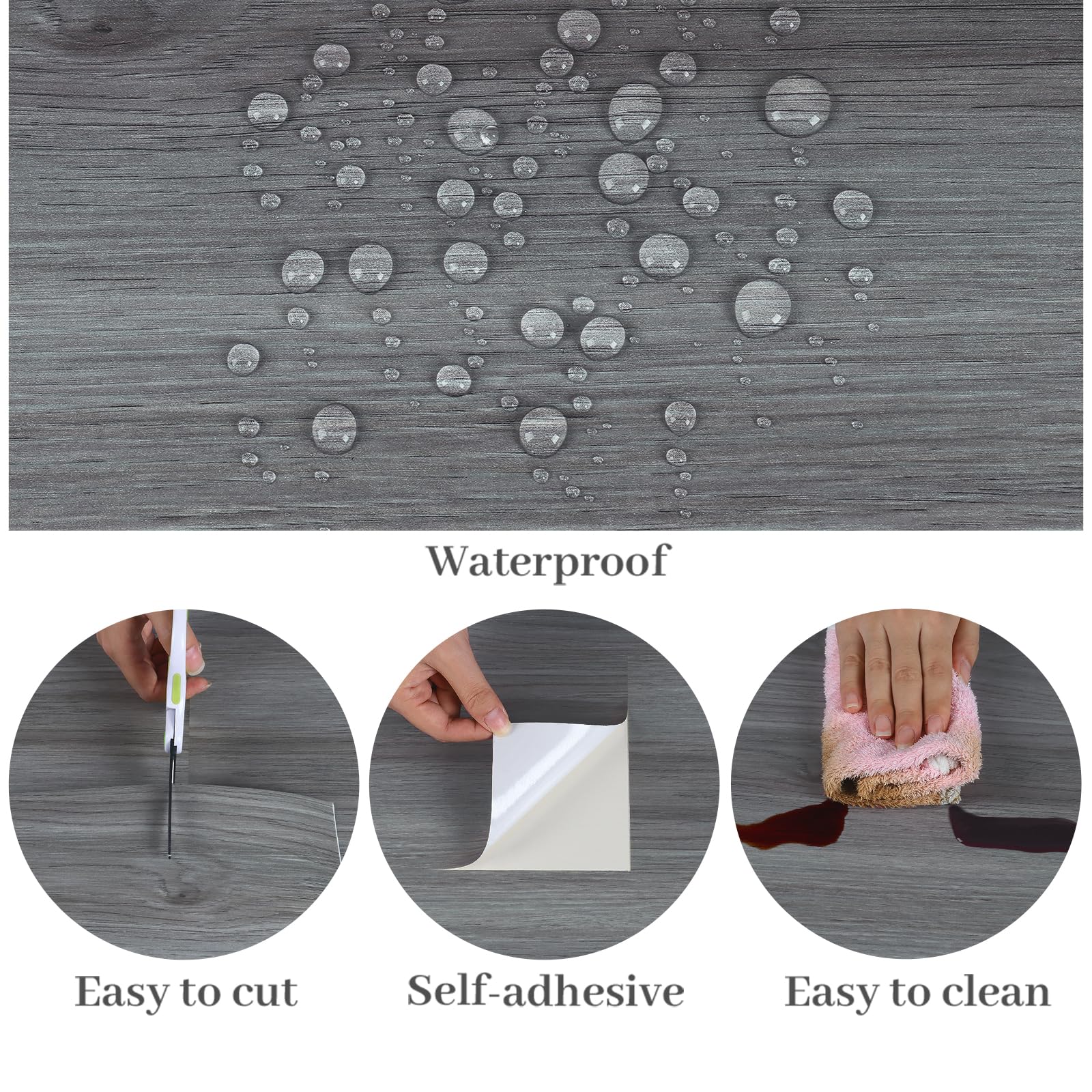VaryPaper 20 pezzi 91,2 x 15,2 cm Peel and Stick pavimenti in vinile grigio effetto legno pavimenti in vinile impermeabile appiccicoso piastrelle per bagno cucina pavimenti pavimenti rimovibili per
