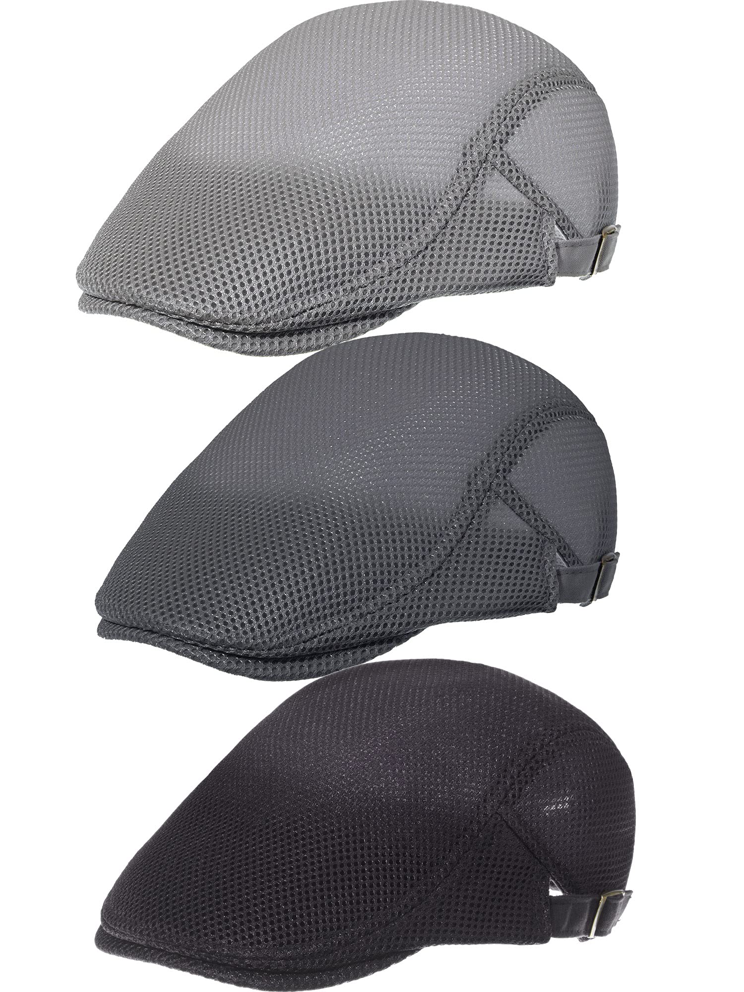 Geyoga3 Pieces Mesh Newsboy Cap Mesh Breathable Summer Cap Adjustable Newsboy Beret Hat Cabbie Flat Hat