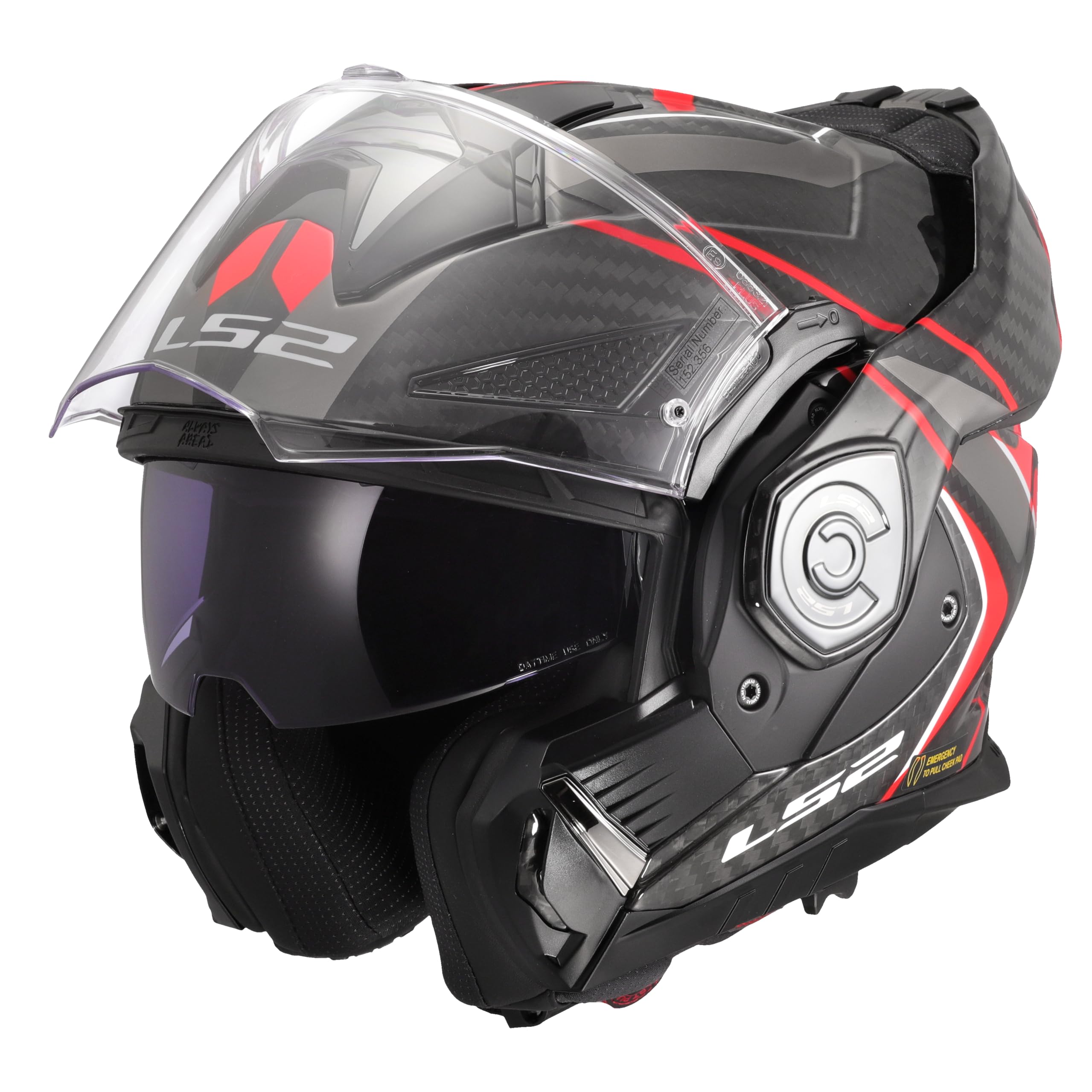 LS2, Casco Moto Modulare ADVANT X CARBON FUTURE II Gloss Red, XS