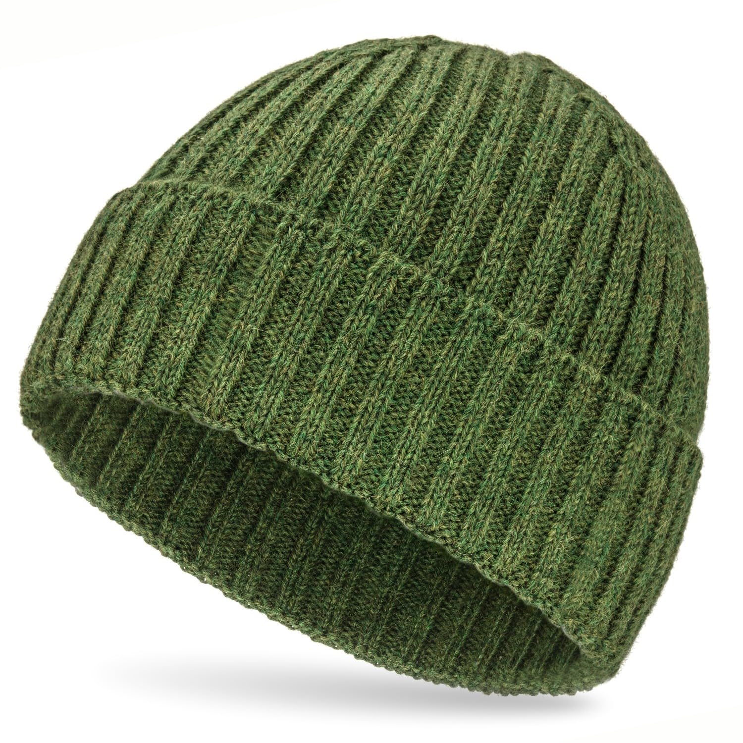 HANSA-FARM miękka damska i męska czapka w 100% z wełny alpaki, w ponad 14 kolorach - wysokiej jakości zimowa czapka z dzianiny / czapka wełniana Beanie, Mittelgrün - HF285, jeden rozmiar