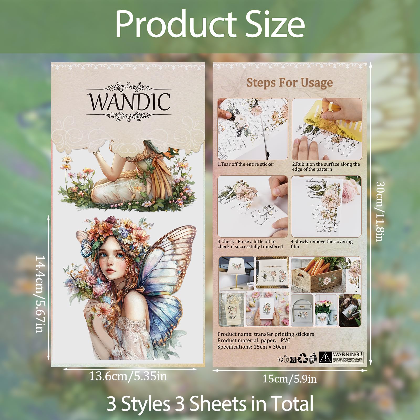 WANDIC Lot De 3 Feuilles D'autocollants De Transfert à Frotter, Thème