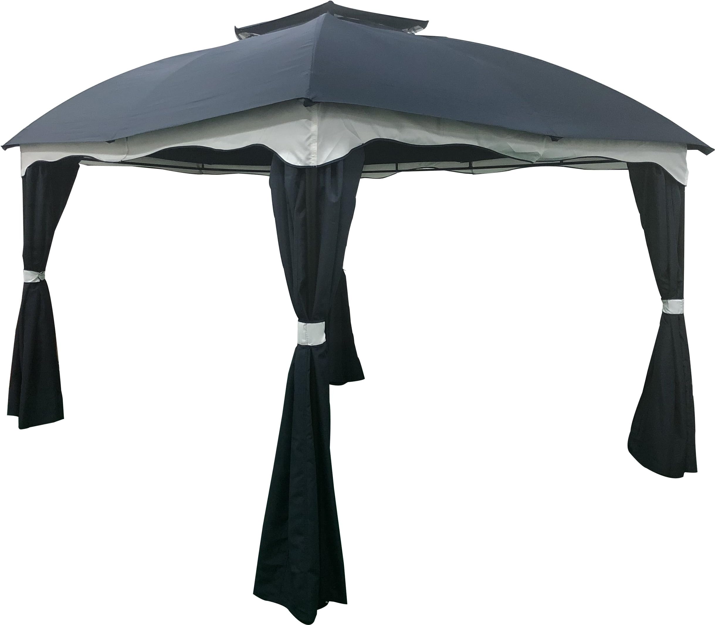 Christopher Knight Home Ava Outdoor 12' by 10' Water Resistant Fabric and Steel Gazebo, Blue/Dark Gray