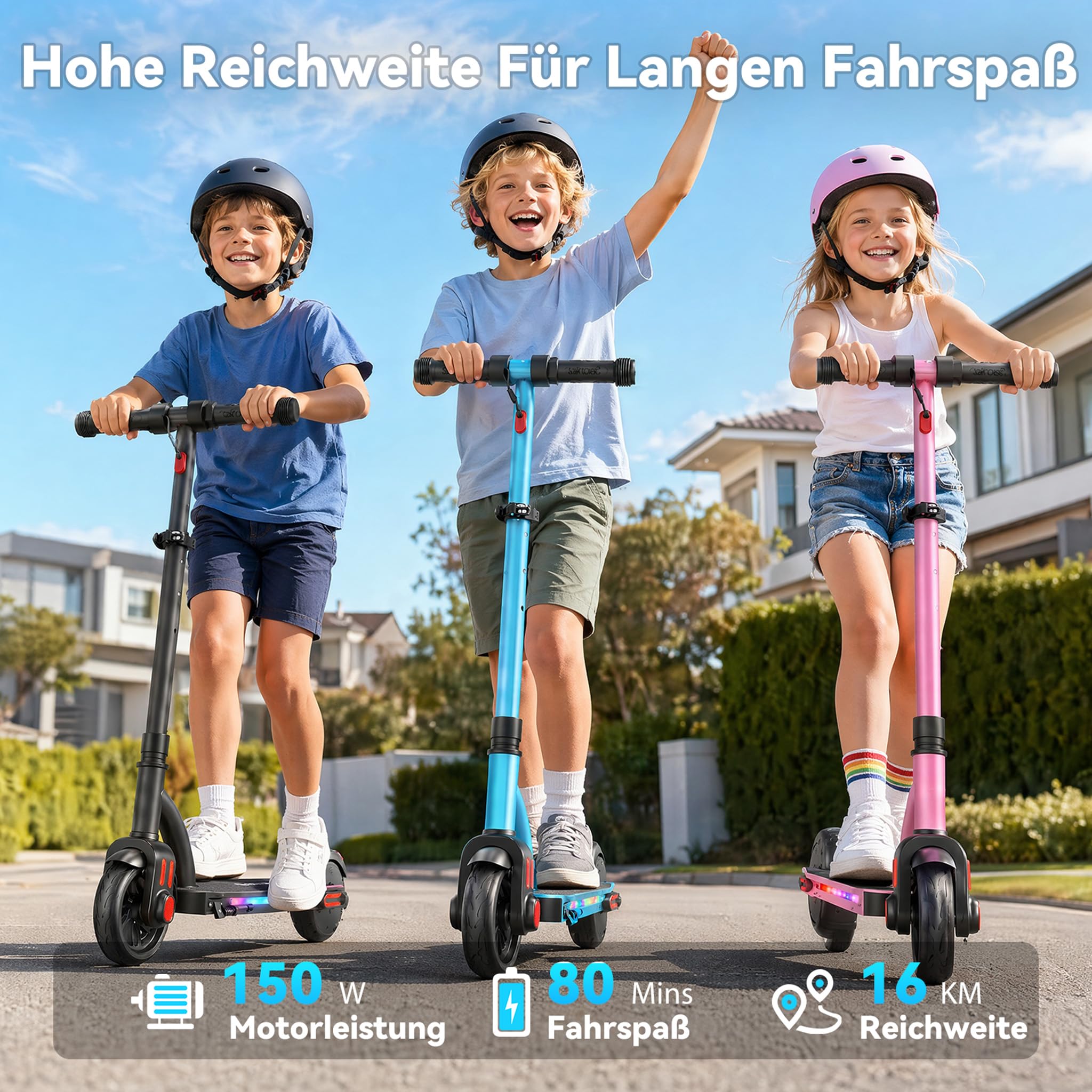 Caroma E-Scooter Kinder 6-12 Jahre, Geschenk für Jungen & Mädchen