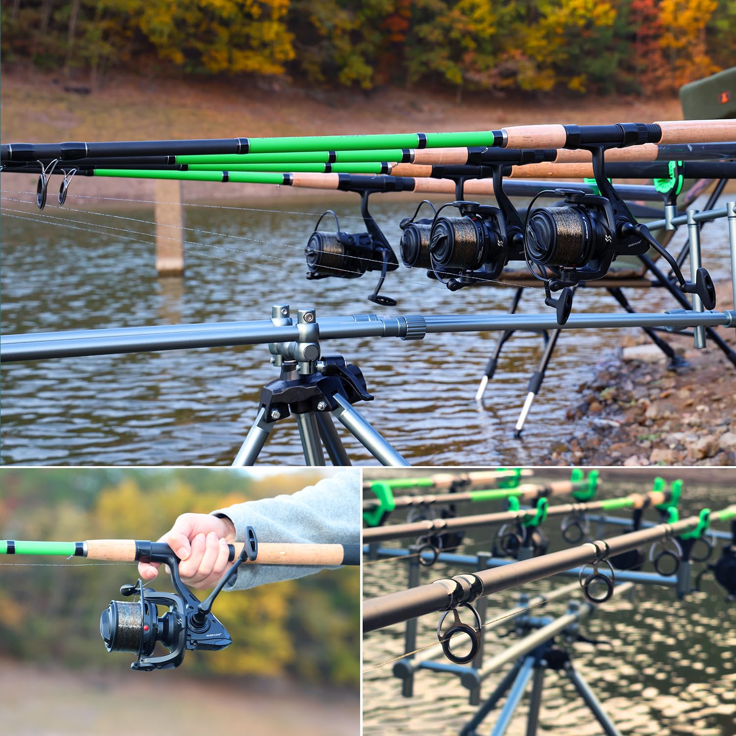 Sougayilang 3-teilige Feeder- und Karpfenrute, Angelrute aus Kohlefaser, 11ft und 12ft, mit 3 Spitzen (S, M, L), Eva + Korkgriff, leichtes Design für das Karp Angeln von Süßwasserfischen