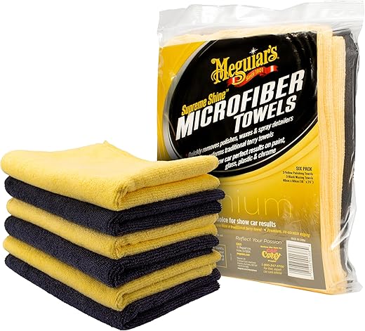 Meguiar's Supreme Shine Microfiber Towels for Cars, Ultra-Plush Car Microfiber Towel Set for Quickly Removing Product Without Leaving Swirls on Paint, Glass, Plastic, or Chrome