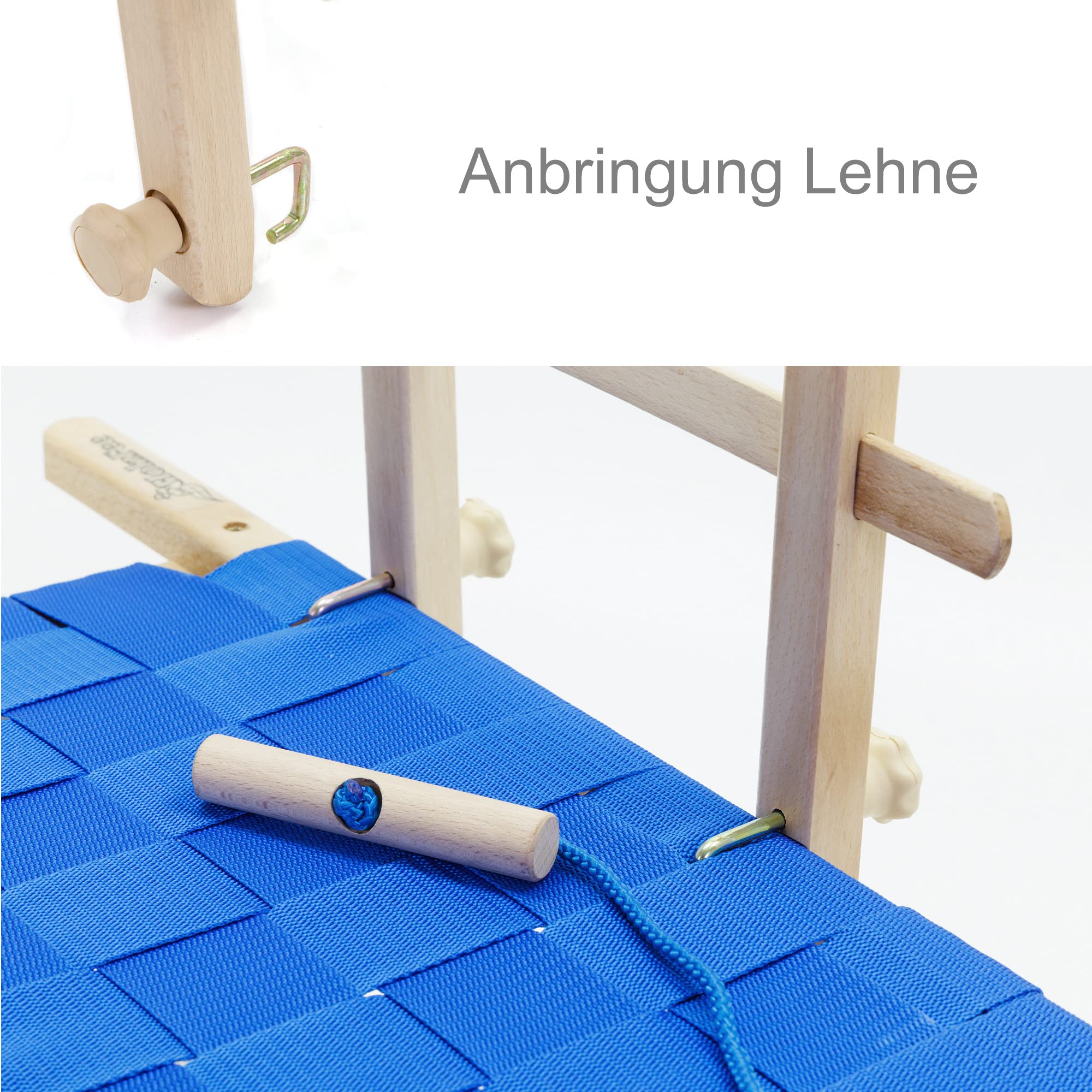Hörnerschlitten Baran S 120 BB RLS Blau Gurtsitz mit Lehne Buchenholz
