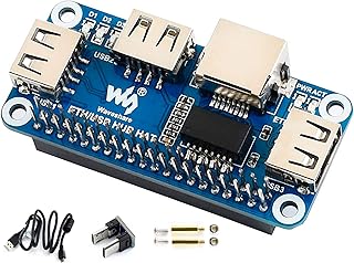 Ethernet/USB HUB HAT Expansion Board for Raspberry Pi 4B/3B+/3B/2B/Zero/Pi Zero W/Pi Zero 2W,with RJ45 10/100M Ethernet Port (Based on RTL8152B Chip) and Three USB Ports,Compatible with USB2.0/1.1