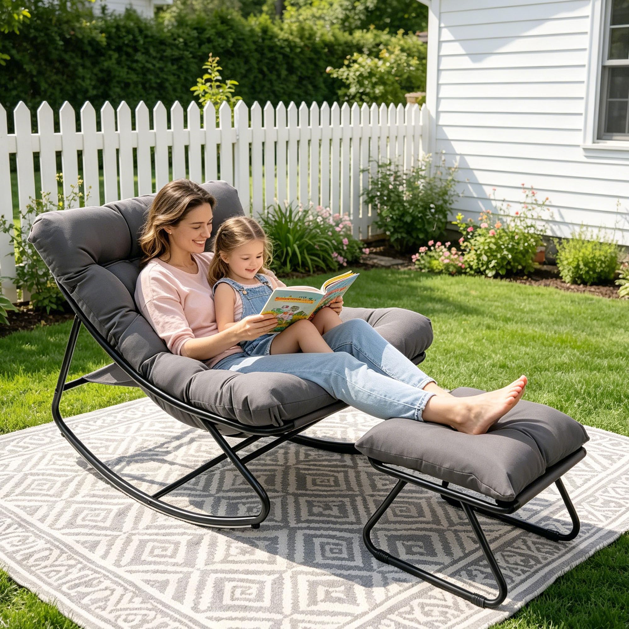 fauteuil à bascule avec repose-pieds