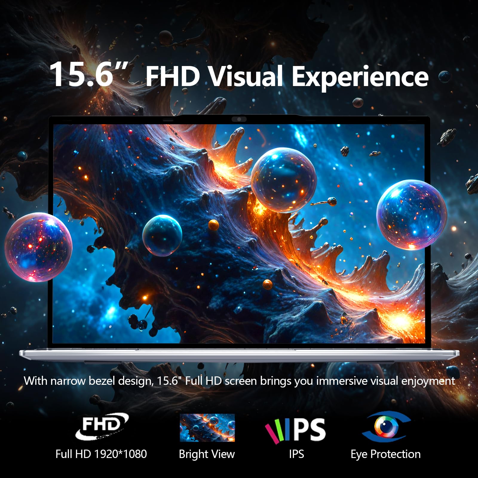 Win11 Notebook, 15.6 Pollici PC Portatile 16GB RAM DDR4 512GB SSD, 180° Flip FHD 1080P Laptop Office 365, Celeron N95 CPU, Webcam/BT4.2/USB3.0, Tastiera Retroilluminata/Sblocco Impronta Digitale