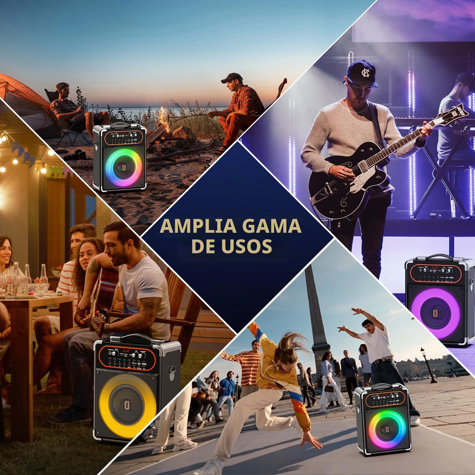 HWWR Máquina de Karaoke con 2 micrófonos, Altavoz inalámbrico portátil para Fiestas, Caja de música con Luces LED, Sistema de Karaoke Bluetooth, Sistema PA de Soporte TWS/USB/Tarjeta TF/AUX/FM