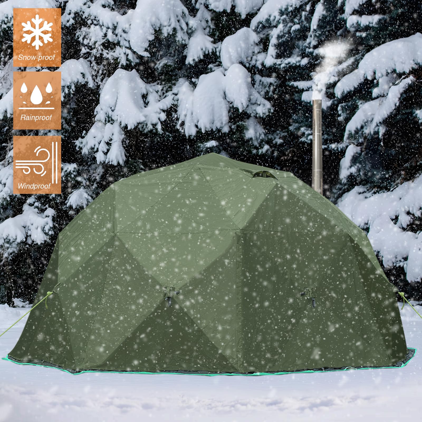 Amazon.com : QualyQualy Tent Rain Cover for 8-Sided Ice Fishing Tent, 8-10 Person Rainfly Octagonal Ice Fishing shelter Rainproof Trap Snow-Proof Waterproof Cover with Storage Bag (Green Rain Cover Only) : Sports