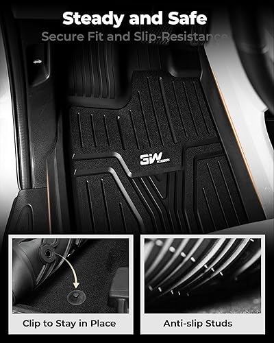 Miniatura 4 de 3W Alfombrillas de suelo aptas para Honda Odyssey 2018-2025, TPE para todo tipo de clima, revestimiento de piso de primera fila, 2 y 3 fila, negro