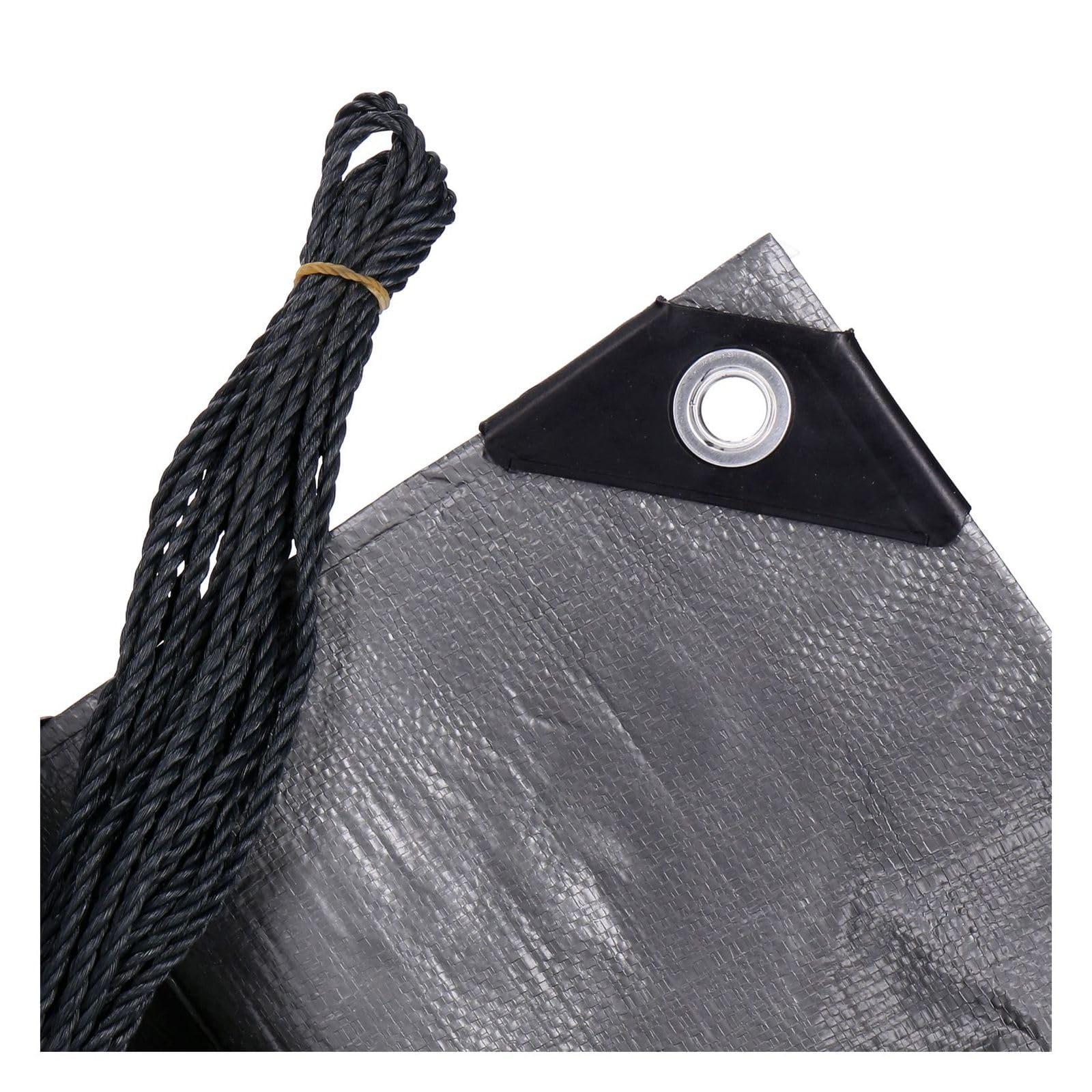 Bâche en PE renforcée 5x5m, 140g/m², avec 4 Cordes de Fixation, œillets en Aluminium Tous Les 50cm, Coins et Bords renforcés - Imperméable, indéchirable, UV stabilisée, Étanche