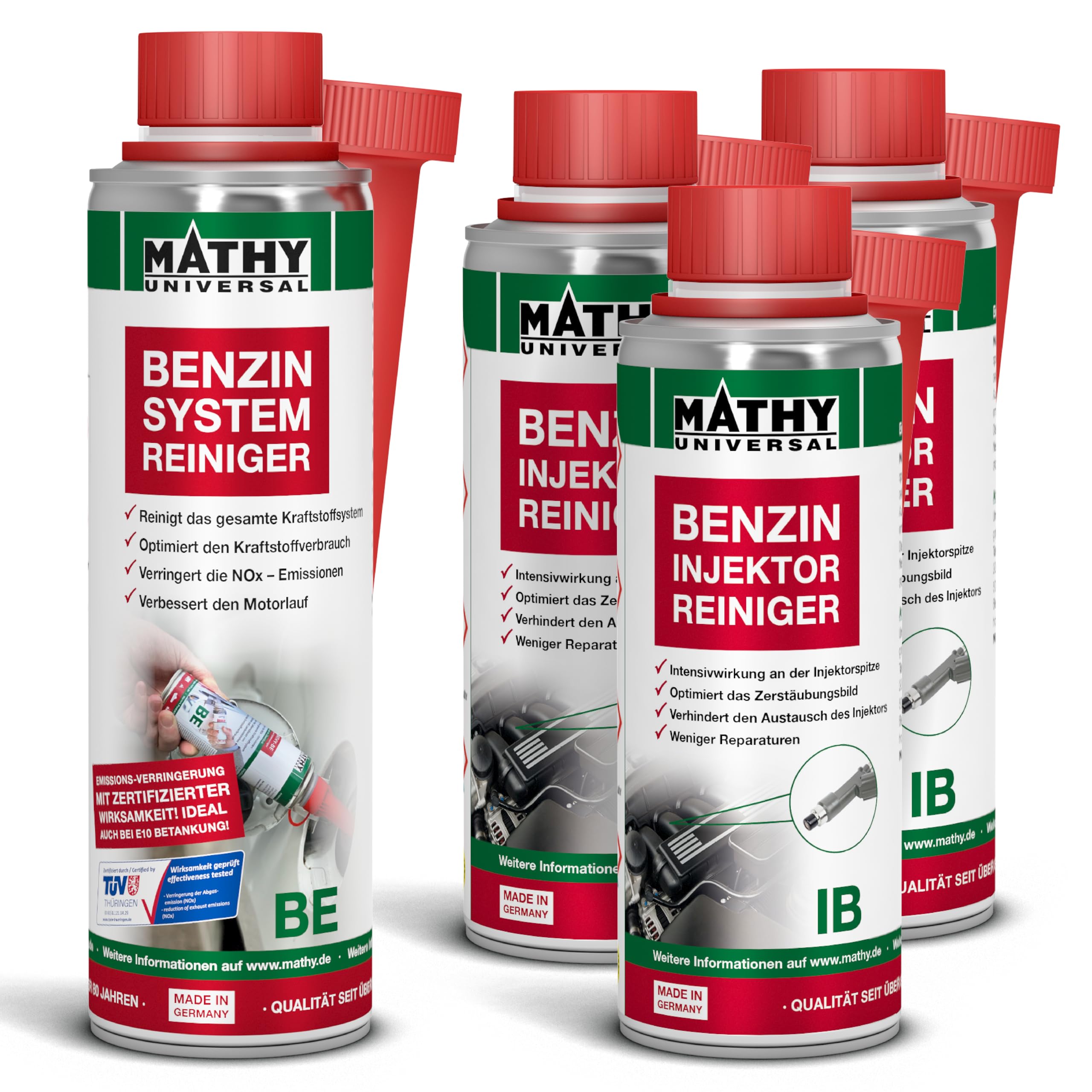 MATHY Benzin-Injektor-Kur, Systemreiniger & Injektoren Reiniger Additiv Set | Kraftstoffadditiv zur Motorreinigung, Einspritzdüsen Benzinadditiv, Entfernt Ablagerungen, Verbessert Leistung und Verbrauch