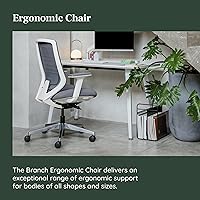 Vista 4 de Branch Ergonomic Chair - A Versatile Desk Chair with Adjustable Lumbar Support, Breathable Mesh Backrest, and Smooth Wheels - Experience Optimal