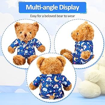 Build A Bear 2-Pack Teddy Bear Clothes Outfits - Blue & Pink Pajama Sets For 12-16" Stuffed Animals (Machine Washable) Skzoo Plush