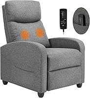 Sweetcrispy Massage Recliner Chair with Lumbar Support - Adjustable 90-160° for Small Spaces, Dark Grey Home Theater Seat