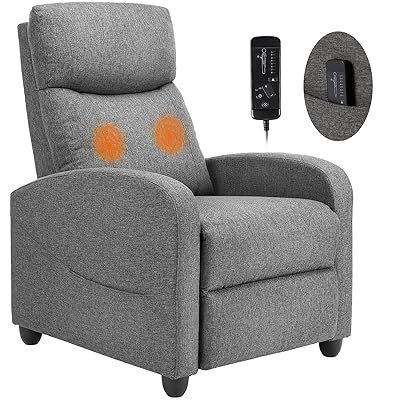 Sweetcrispy Massage Recliner Chair for Adults, Adjustable Home Theater Seating with Lumbar Support, Small Recliners for Small Spaces, Dark Grey