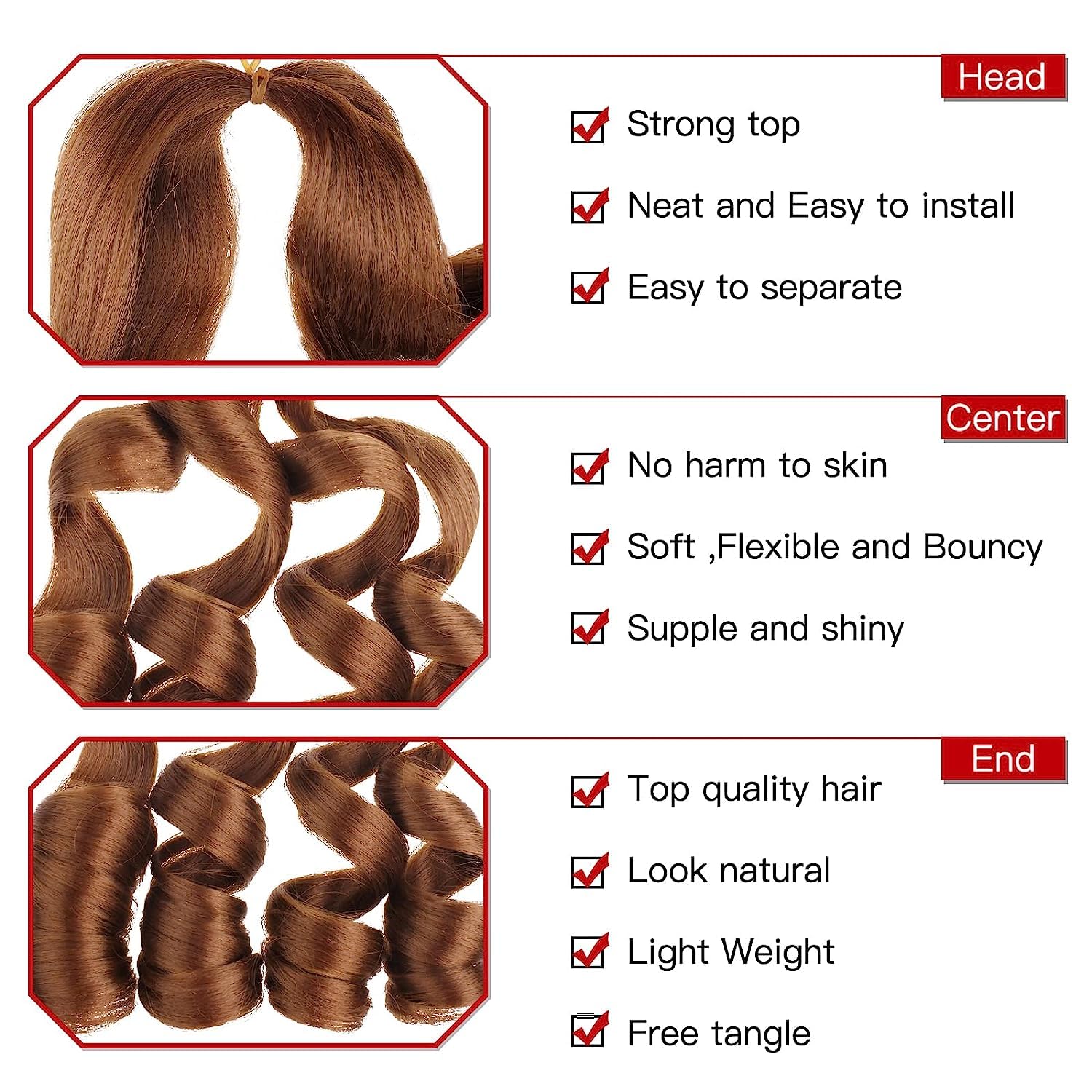 Xtrend French Curl Braiding Hair, 8 Packs, 18 Inch Synthetic Hair Extensions, Yaki Texture - Image 3