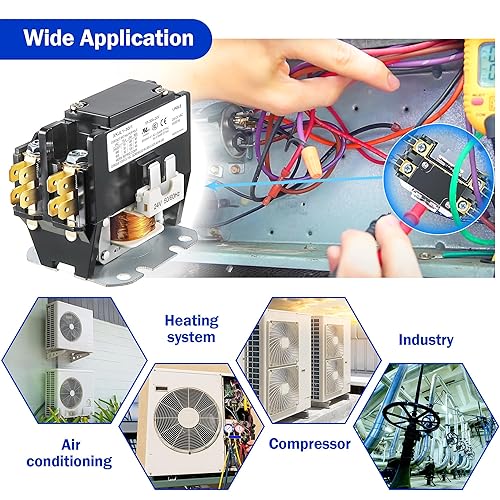 Miniatura 7 de Contactor de motor para portador de HVAC, 24 VCA, bobina de 30 amperios, relés de repuesto de calentador de 1 polo, aire acondicionado, bomba de