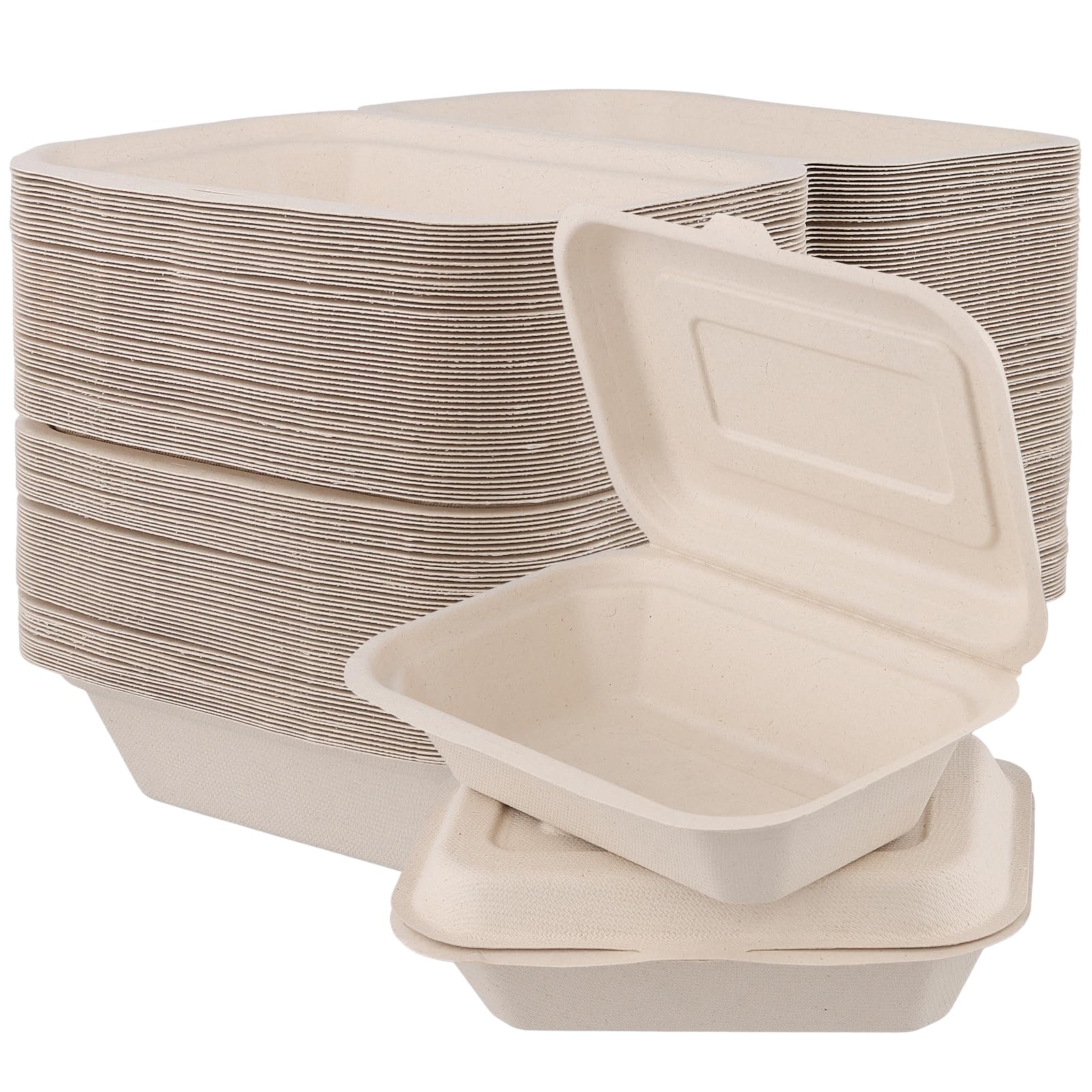 100 scatole di imballaggio per alimenti da asporto in pasta di carta, 17,4 x 12,3 cm/6,85 × 4,85 × 4,83 cm, contenitore per la preparazione dei pasti per la casa, ristorante