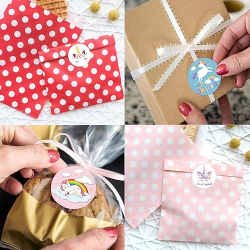 Miniatura 7 de 1000 calcomanías de unicornio, calcomanías de decoración de bricolaje, autoadhesivas de 1 pulgada para bolsas de regalo de fiesta (10 estilos)