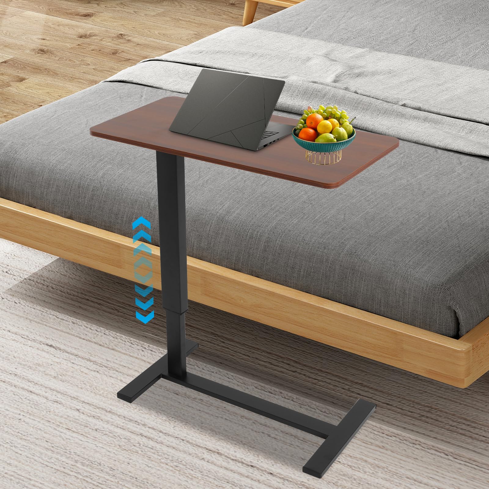 Stolik pomocniczy z regulacją wysokości, regulacja wysokości od 60 do 90 cm, stół pielęgnacyjny, stolik pod laptopa z kółkami, do salonu, sypialni